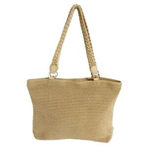 Lina Crocheted Shoulder Bag Braided Double Handles Solid Lining Zipped Closure